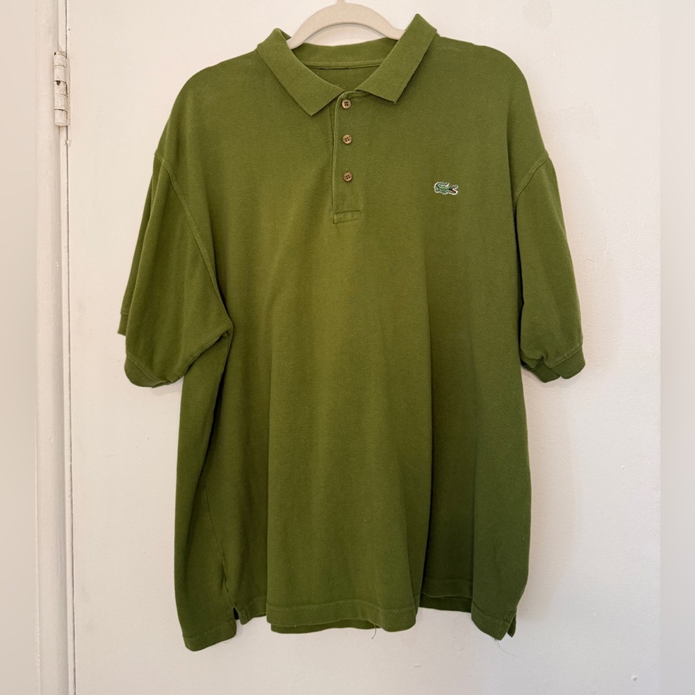 Lacoste Olive Green Polo Shirt with Embroidered Crocodile